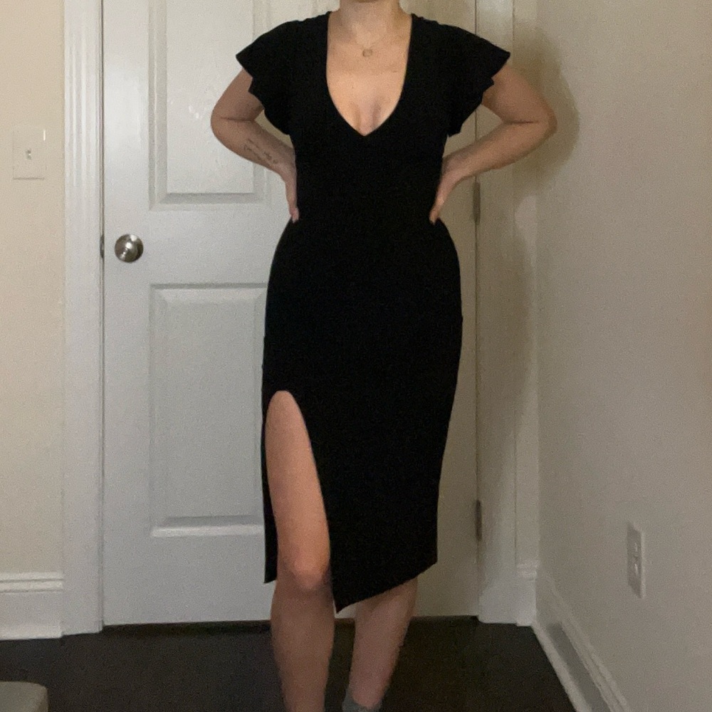 black corset style dress